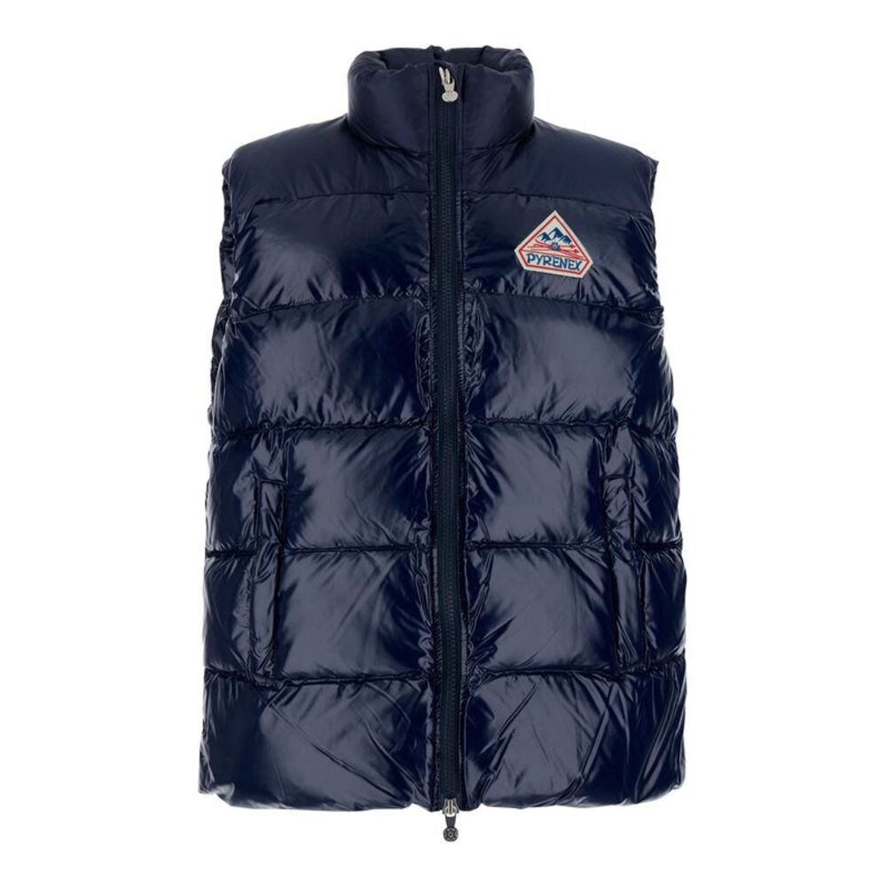 Pyrenex Unisex Blue Gilet With Hood And Front Zip. In Tech Fabric. Man